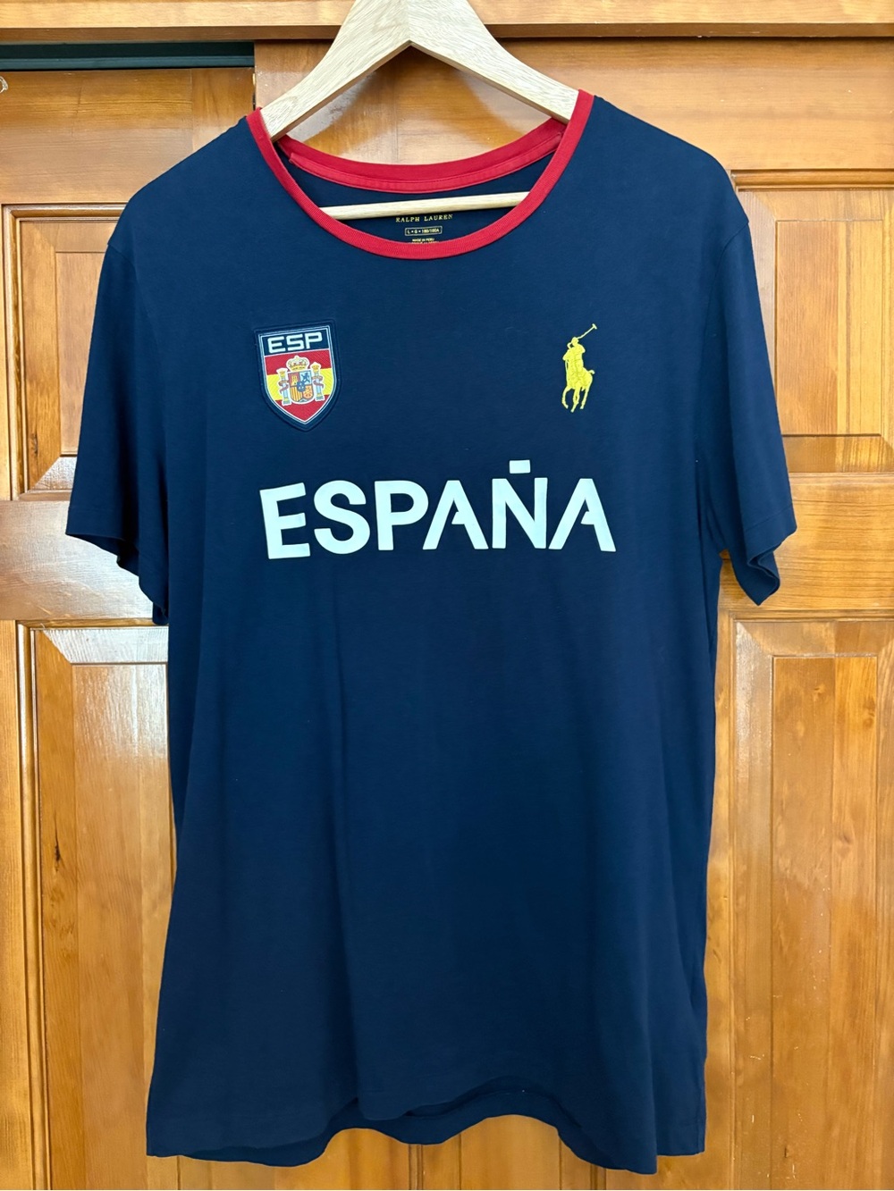 Polo Ralph Lauren Espana #16 T-Shirt Big Pony Spain Crest Navy Red Size Large